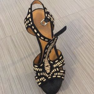 7.5 black sudé & leather designer shoes worn once